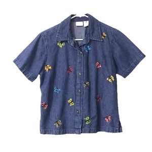 Vintage Button Up Butterfly Shirt